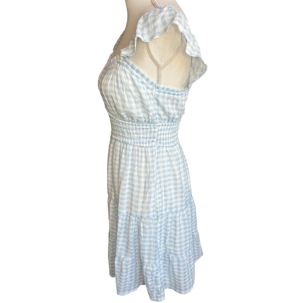 Sugar kiss Light Blue Gingham Smocked Waist Sundress feminine cottagecore - Picture 5 of 8